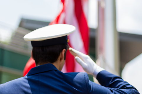 saluting the flag