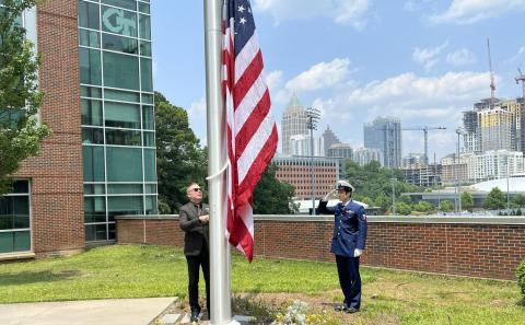 Lowering the flag